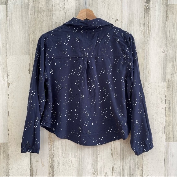 Rails Navy Galaxy Star Print Button Front Top Blouse Size XS - Picture 5 of 9